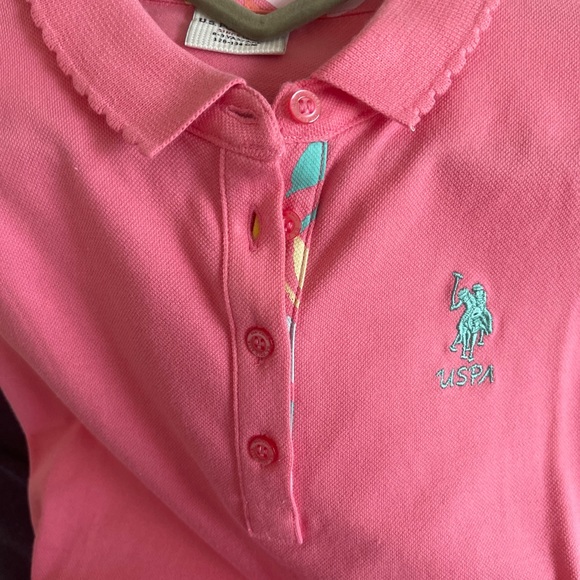 US Polo Assn Girls Top 8-9 Y Pink Polo Logo Embroidered Short Sleeve Collar new - Picture 10 of 17